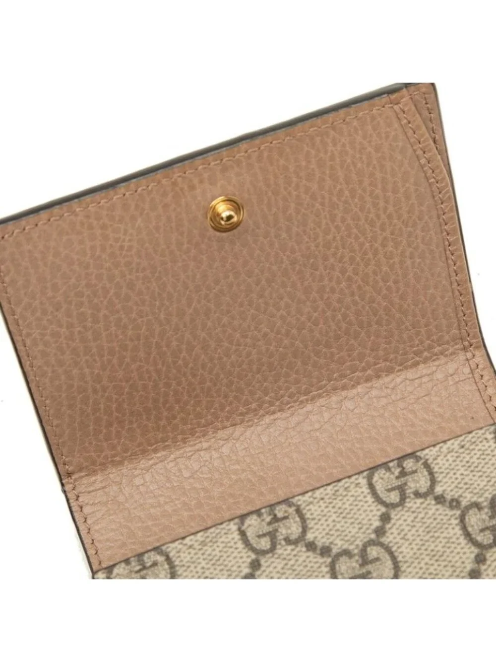 Gucci GG Supreme Marmont Bifold Wallet Beige Brown Leather